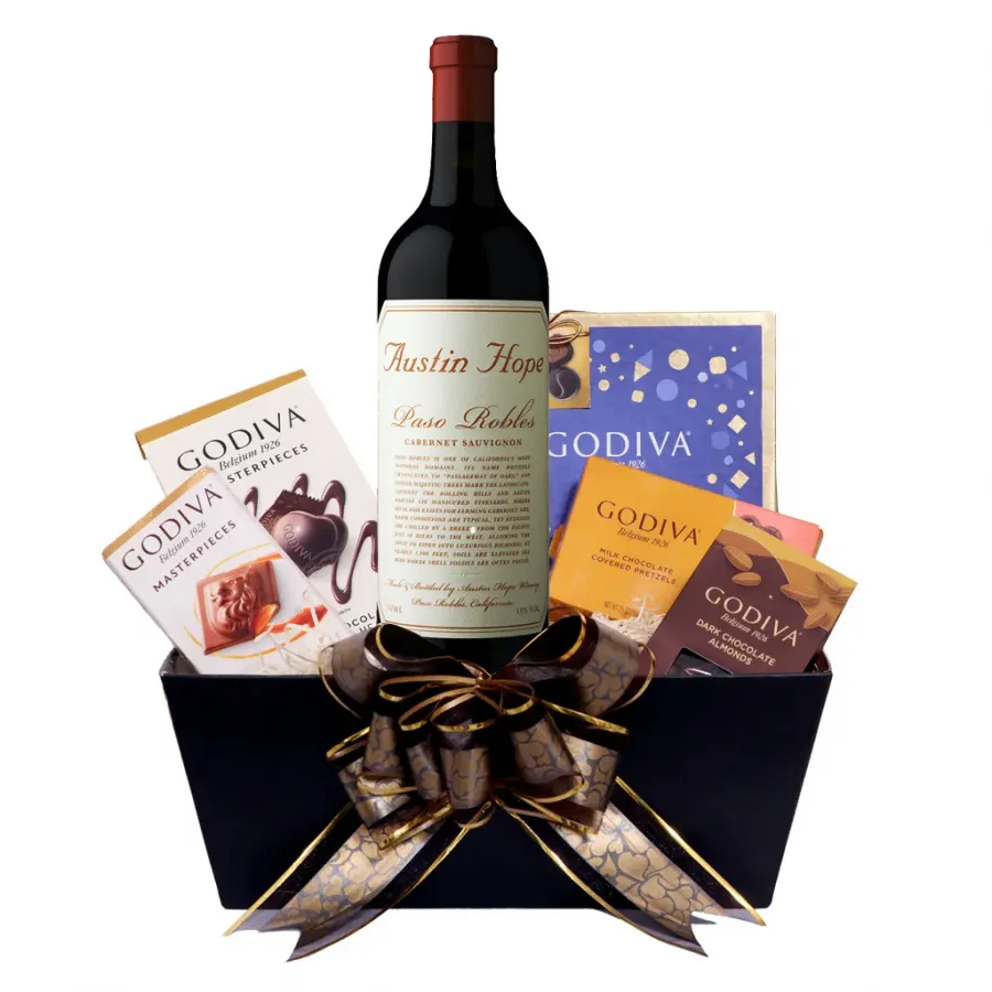 Austin Hope Cabernet Sauvignon Wine and Godiva Gift Basket