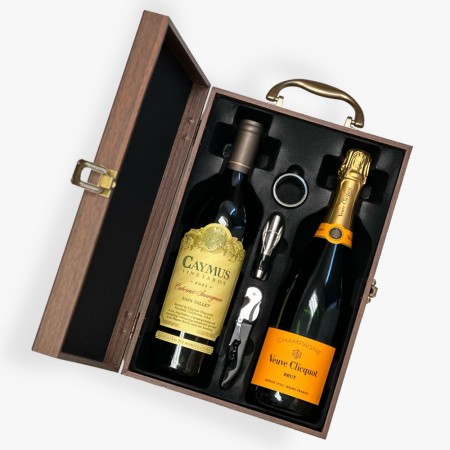 Caymus Cabernet Wine And Veuve Clicquot Brut Champagne Wooden Gift Box Caymus Cabernet Wine And Veuve Clicquot Brut Champagne Wooden Gift Box