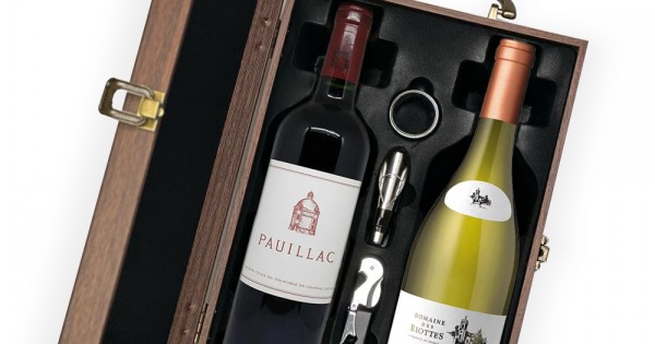 French Red And White Wine Wooden Gift Box - Buy Online