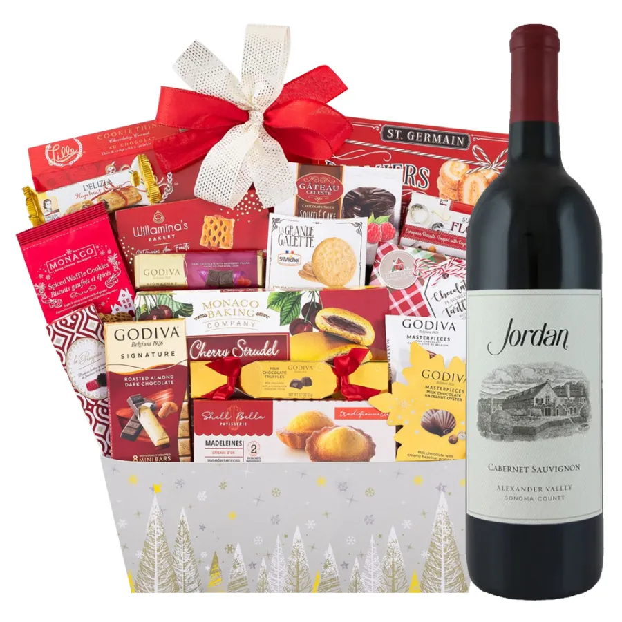Godiva Chocolates And Jordan Cabernet Wine Gift Basket