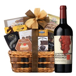 Le Petit Mouton de Mouton Rothschild Pauillac Red Wine with Bon Appetit Gourmet Gift Basket