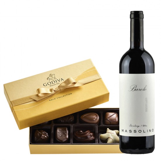 Massolino Barolo Serralunga And Godiva Chocolate Gift Set