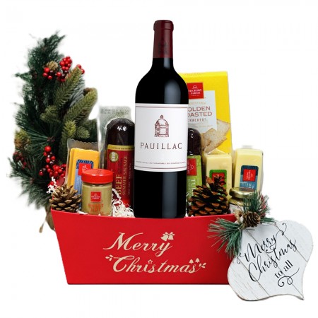 Merry Christmas Le Pauillac de Chateau Latour Wine Gift Basket Merry Christmas Le Pauillac de Chateau Latour Wine Gift Basket