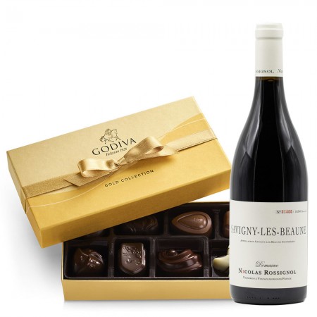 Domaine Nicolas Rossignol Savigny les Beaune And Godiva Gift Set Domaine Nicolas Rossignol Savigny les Beaune And Godiva Gift Set