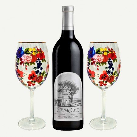 Silver Oak Cabernet Alexander Valley Wine And Glasses Set