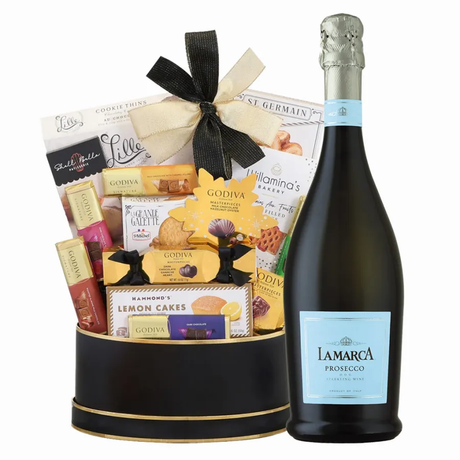 La Marca Prosecco Sparkling Wine And Golden Godiva Gift Basket
