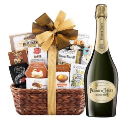 Perrier Jouet Grand Brut Champagne And Gourmet Gift Basket