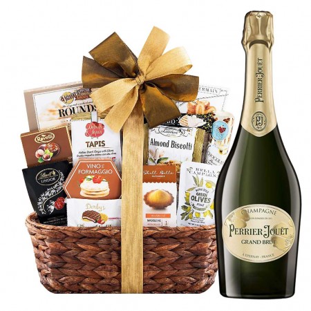 Perrier Jouet Grand Brut Champagne And Bon Appetit Gourmet Gift Basket