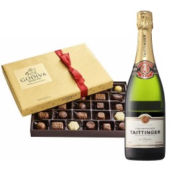 Taittinger Champagne And 26 PC Godiva Gift Set