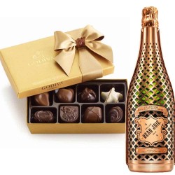 Beau Joie Champagne with Godiva 8 Pc Chocolates Box