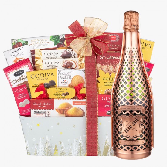 Beau Joie Brut Champagne And Godiva Gift Basket