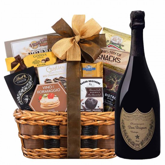 Bon Appetit Gourmet Gift Basket With Dom Perignon Champagne