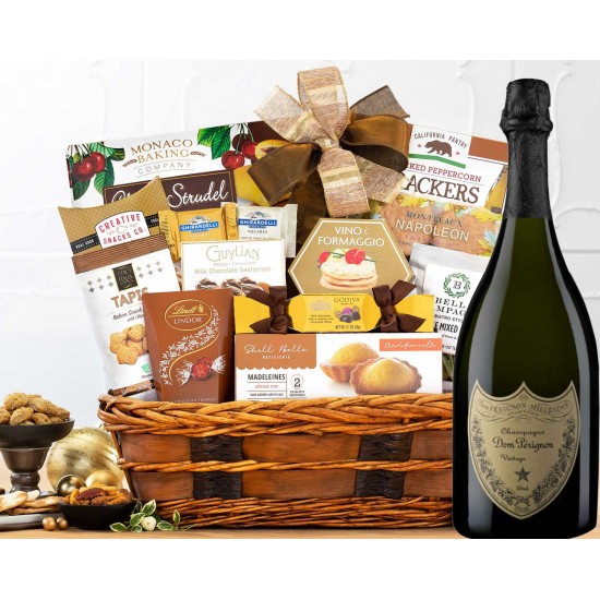 Bon Appetit Gourmet Gift Basket With Dom Perignon Bon Appetit Gourmet Gift Basket With Dom Perignon