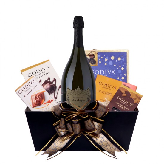 Dom Perignon & Assorted Godiva Chocolates Gift Basket Dom Perignon & Assorted Godiva Chocolates Gift Basket