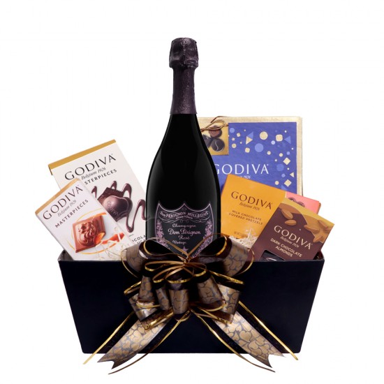 Dom Perignon Rose Champagne with Godiva Basket Dom Perignon Rose Champagne with Godiva Basket