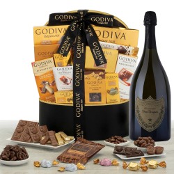 Dom Perignon With Godiva Black & Gold Celebration Gift Basket