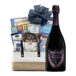 The Gourmet Delight Gift Basket With Dom Perignon Rose