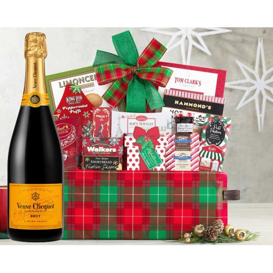 Happy Holiday Gift Basket With Veuve Clicquot Happy Holiday Gift Basket With Veuve Clicquot