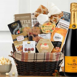 Happy Thanksgiving Gourmet Gift Basket With Veuve Clicquot