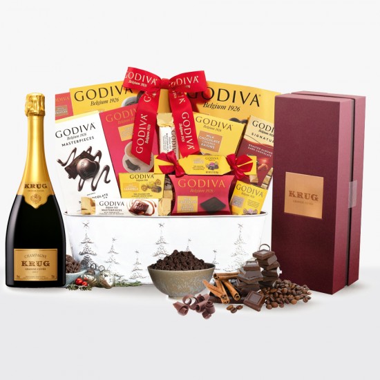 Krug Grande Cuvée and Godiva Gift Basket Krug Grande Cuvée and Godiva Gift Basket