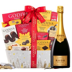 Krug Grande Cuvée Champagne and Godiva Gift Basket 