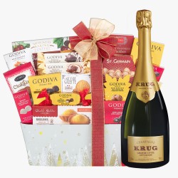 Krug Grande Cuvée Champagne and Godiva Gift Basket 