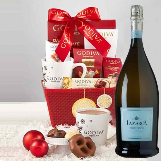 Lamarca Prosecco and Godiva Chocolates Gift Baskets With Mug Lamarca Prosecco and Godiva Chocolates Gift Baskets With Mug