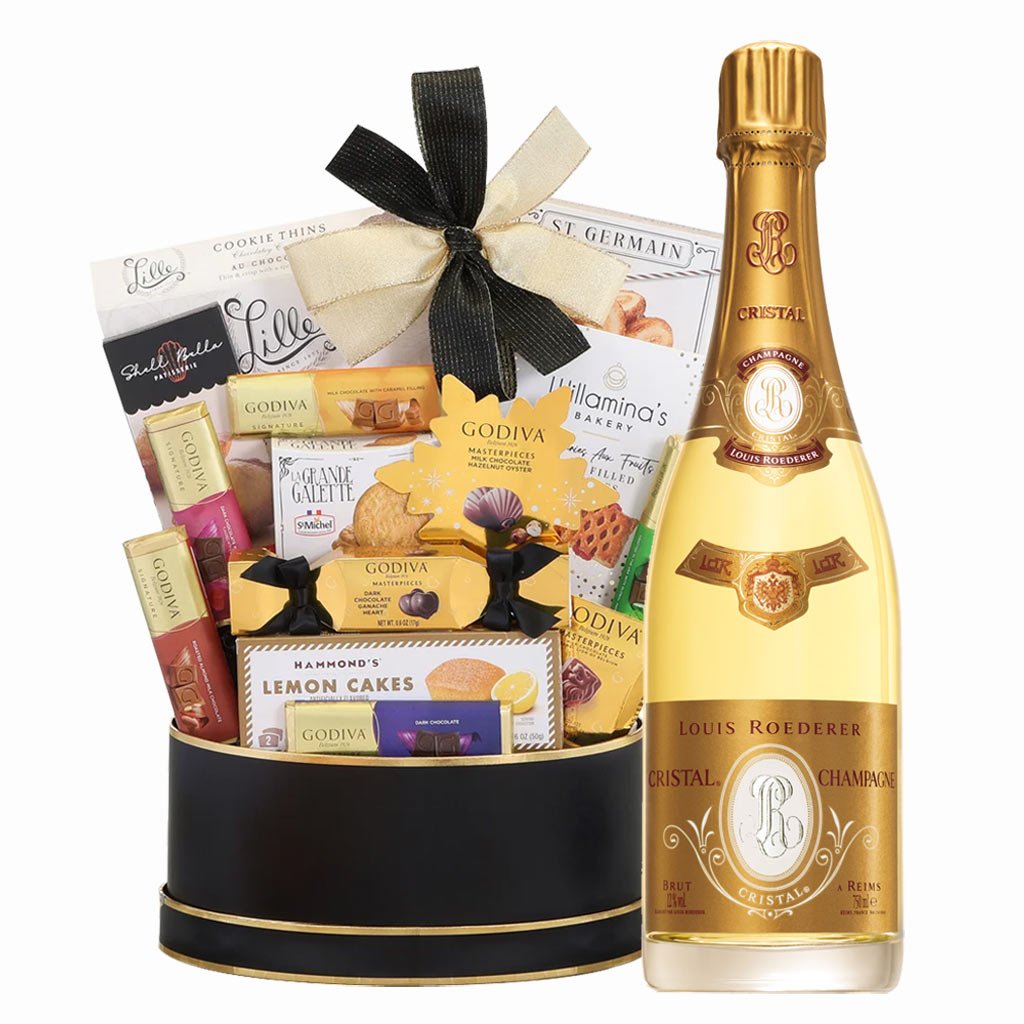 Louis Roederer シャンパンギフトセット Louis Roederer Cristal Champagne And Golden Gift Basket
