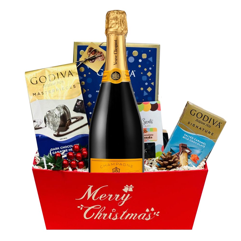Merry Christmas Veuve Clicquot Champagne Gift Basket