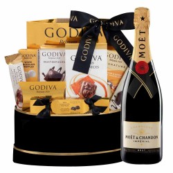 Moet & Chandon Impérial Champagne With Godiva Black & Gold Celebration Gift Basket
