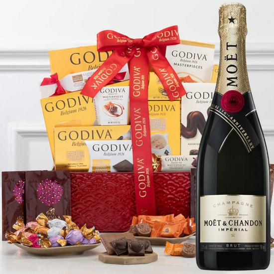 Moet & Chandon Imperial Brut With Godiva Chocolates Basket Moet & Chandon Imperial Brut With Godiva Chocolates Basket