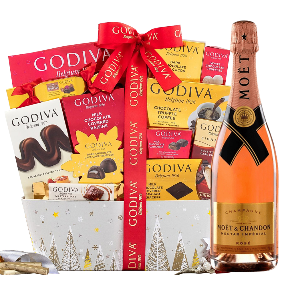 Buy Moet & Chandon Nectar Imperial Rose Gift Basket