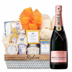 Mother's Day Rose Champagne And Spa Gift Basket