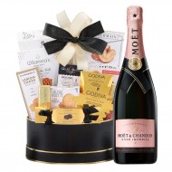 Moet & Chandon Rose Imperial Champagne With Godiva Black & Gold Celebration Gift Basket