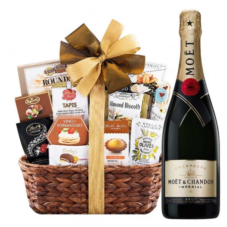 Moet & Chandon Imperial Brut Champagne And Bon Appetit Gourmet Gift Basket