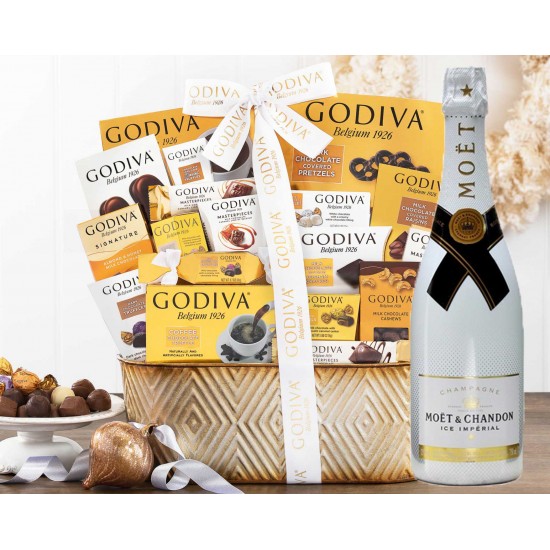 Moet & Chandon Ice Imperial with Godiva Gift Basket Moet & Chandon Ice Imperial with Godiva Gift Basket