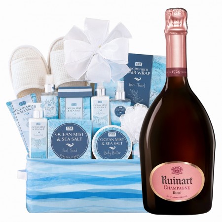 Ruinart Rose Champagne And Spa Gift Basket Ruinart Rose Champagne And Spa Gift Basket