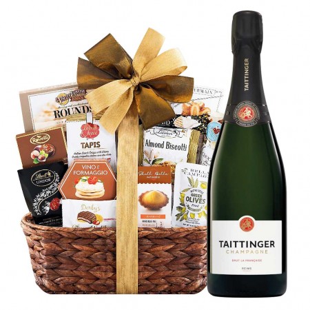 Taittinger champagne and bon appetit gourmet gift basket