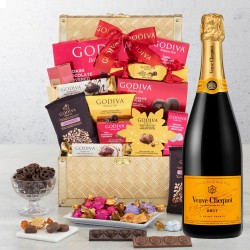 Veuve Clicquot Brut Champagne And Golden Gift Basket