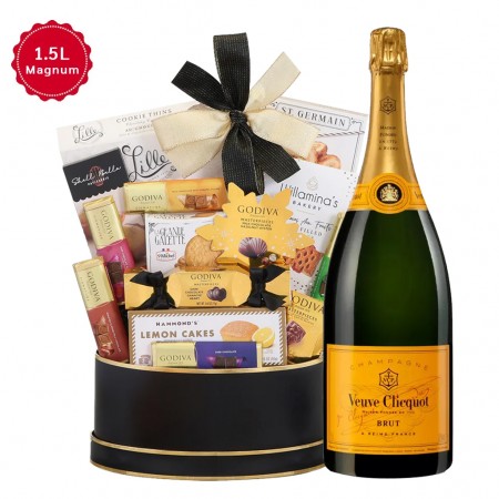 Veuve Clicquot Brut (1.5L Magnum) And Assorted Godiva Chocolate Gift Basket Veuve Clicquot Brut (1.5L Magnum) And Assorted Godiva Chocolate Gift Basket