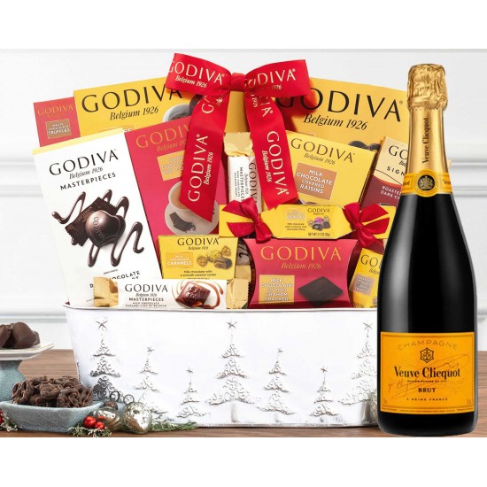 Veuve Clicquot Champagne and Godiva Chocolates Basket Veuve Clicquot Champagne and Godiva Chocolates Basket