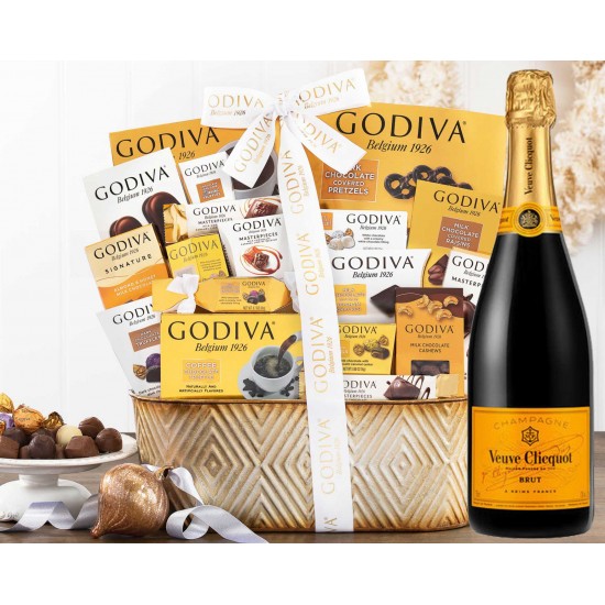 Veuve Clicquot Champagne and Godiva Chocolates Basket Veuve Clicquot Champagne and Godiva Chocolates Basket