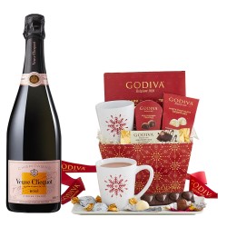 Veuve Clicquot Rose Assorted With Godiva Mug & Chocolate Gift Baskets