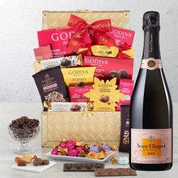 Veuve Clicquot Rosé Brut Champagne and Golden Gift Basket