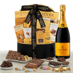 Veuve Clicquot And Godiva Black & Gold Celebration Gift Basket