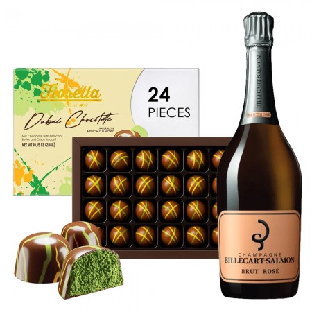 Billecart Salmon Brut Rose Champagne And Dubai Chocolate Gift Set