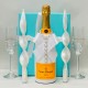 Hand-Painted Veuve Clicquot, Tiffany Champagne Flutes and Candle Gift Set Hand-Painted Veuve Clicquot, Tiffany Champagne Flutes and Candle Gift Set