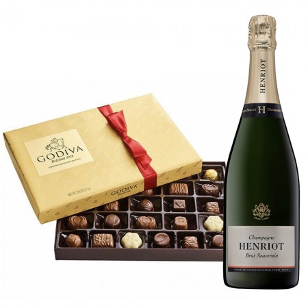 Henriot Brut Souverain with Godiva 26 PC Henriot Brut Souverain with Godiva 26 PC