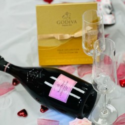 Veuve Clicquot La Grande Dame Rosé, Godiva Chocolate, and Tiffany & Co. Flute Gift Set
