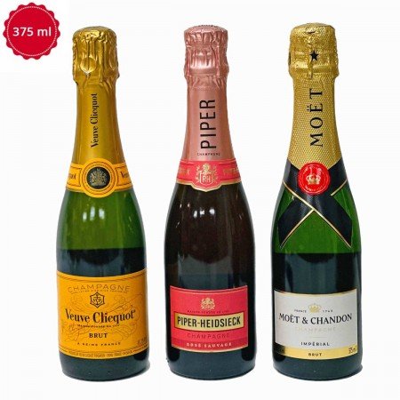 Veuve Clicquot Brut & Moet and Chandon & Piper-Heidsieck Cuvée Brut champagne trio 375ML